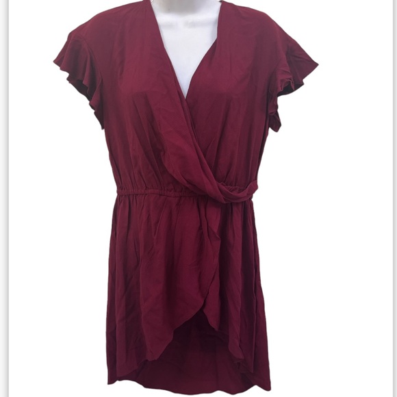 Anthropologie Surplice High-Low Blouse Wine S NWT - Picture 4 of 9